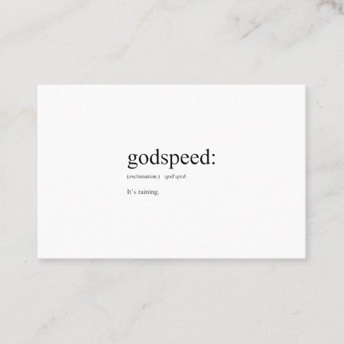 Funny English definitions Godspeed Business Card