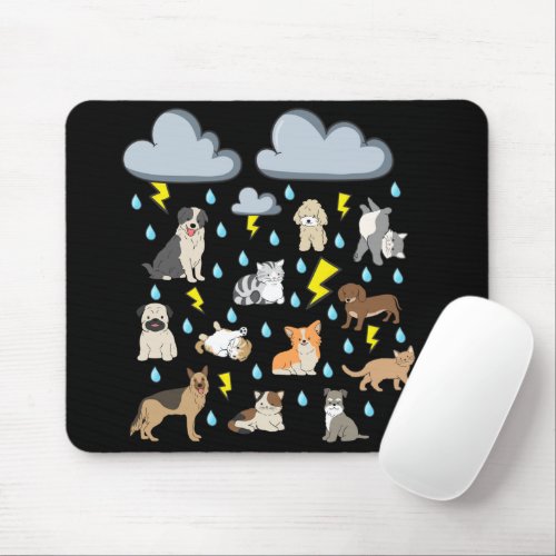 Funny English Idiom Raining Cats and Dogs Puppies  Mouse Pad