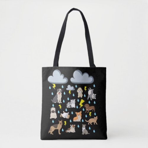 Funny English Idiom Raining Cats and Dogs Puppies  Tote Bag