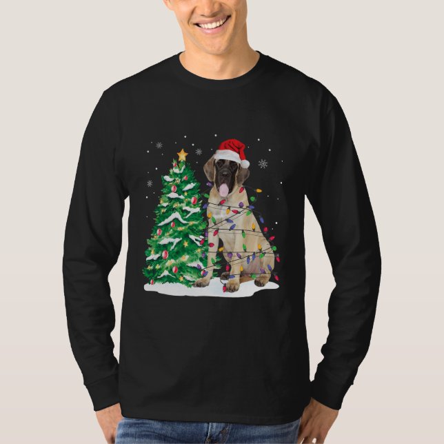 Funny English Mastiff Christmas Lights Shirt (Front)