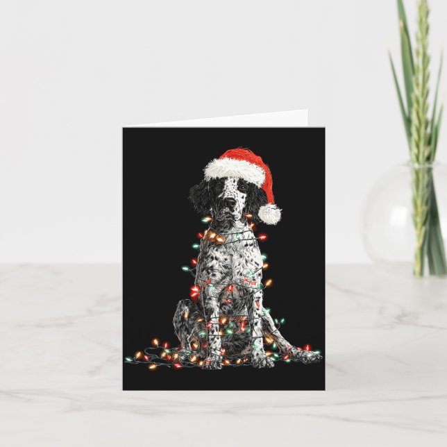 Funny English Setter Christmas Graphics Dog Lights Card (Front)