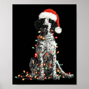 Funny English Setter Christmas Graphics Dog Lights Poster