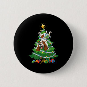 Funny English Springer Spaniel Dog Christmas Tree Button