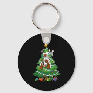 Funny English Springer Spaniel Dog Christmas Tree Keychain