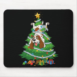 Funny English Springer Spaniel Dog Christmas Tree Mouse Pad