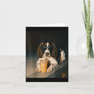 Funny English Springer Spaniel Dog Drinking Iced Card