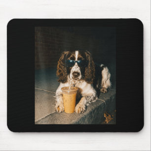 Funny English Springer Spaniel Dog Drinking Iced Mouse Pad
