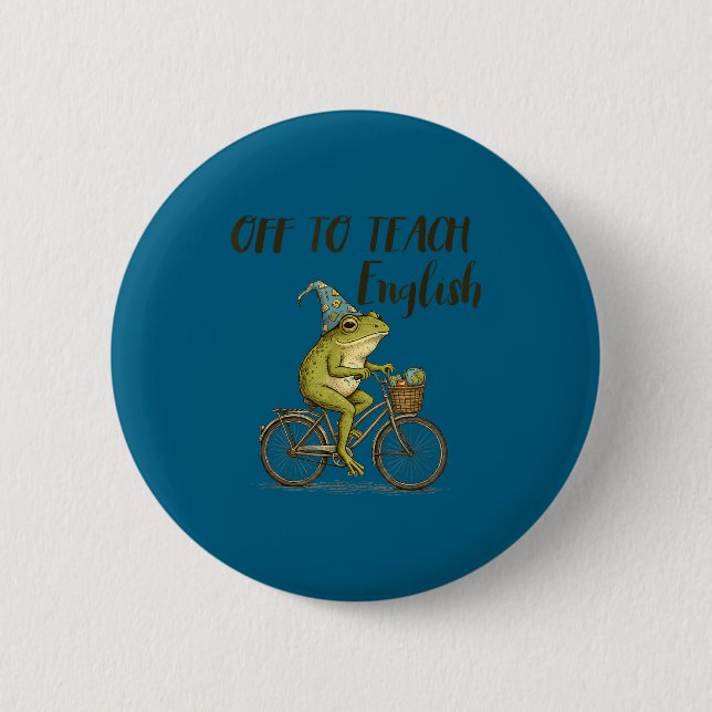 Funny English Teacher Funny Frog Teaching Button (Front)