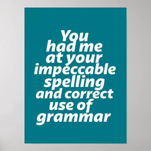 Funny English Teacher Humor Correct Use of Grammar Poster