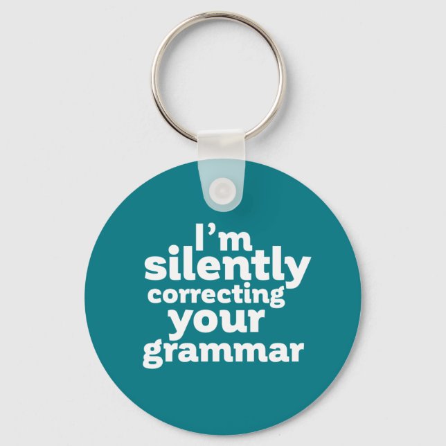 Funny English Teacher Silently Correcting Grammar Keychain (Front)