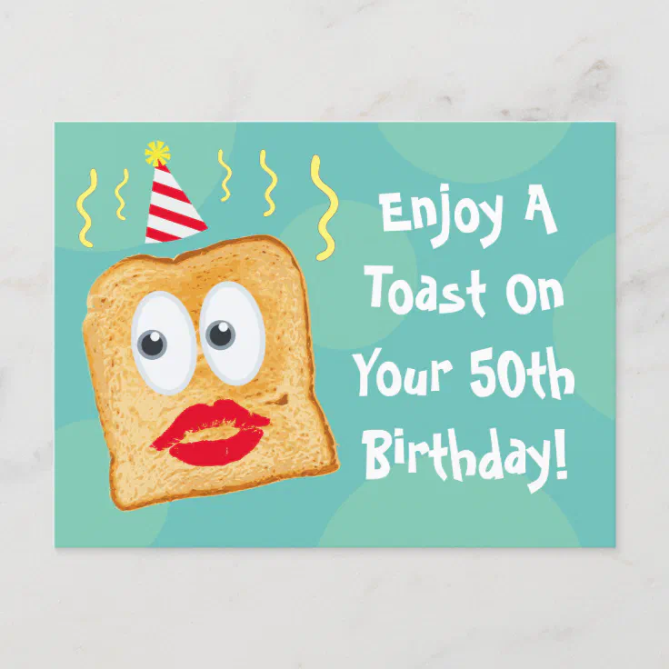 Funny Enjoy A Toast Personalized 50th Birthday Postcard | Zazzle