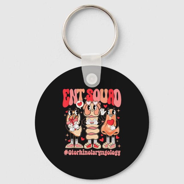 Funny Ent Squad Otolaryngologist Ent Valentines Da Keychain (Front)