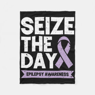 Funny Epilepsy Awareness Seize The Day Ribbon  Fleece Blanket
