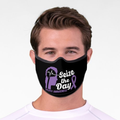 Funny Epilepsy Awareness Seize The Day Ribbon Premium Face Mask