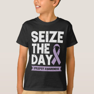 Funny Epilepsy Awareness Seize The Day Ribbon T-Shirt