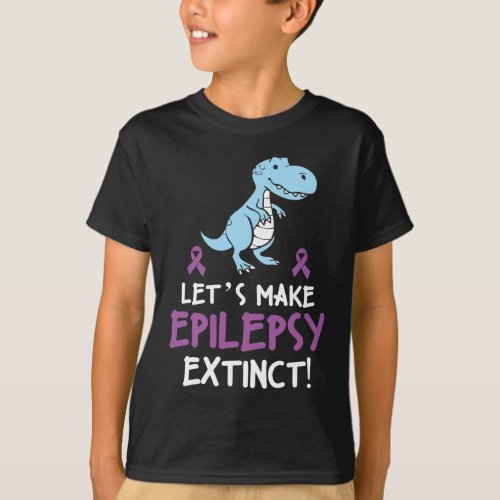 Funny Epilepsy Dinosaur Warrior Awareness Kid T_Shirt