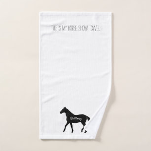 Funny Equestrian Black Horse Name Horse Show Hand Towel