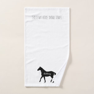 Funny Equestrian Black Horse Name Horse Show  Hand Towel