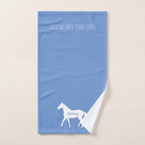 Funny Equestrian Blue Horse Name Horse Show Hand Towel