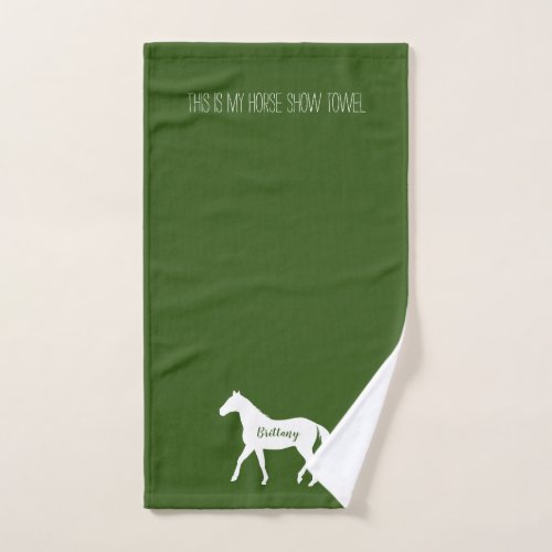Funny Equestrian Hunter Green Name Horse Show Hand Towel