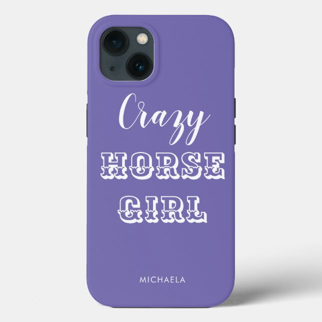 Funny Equestrian Purple Crazy Horse Girl Name Case-Mate iPhone Case (Back)