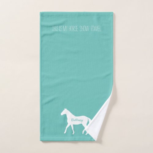 Funny Equestrian Turquoise Horse Name Horse Show Hand Towel