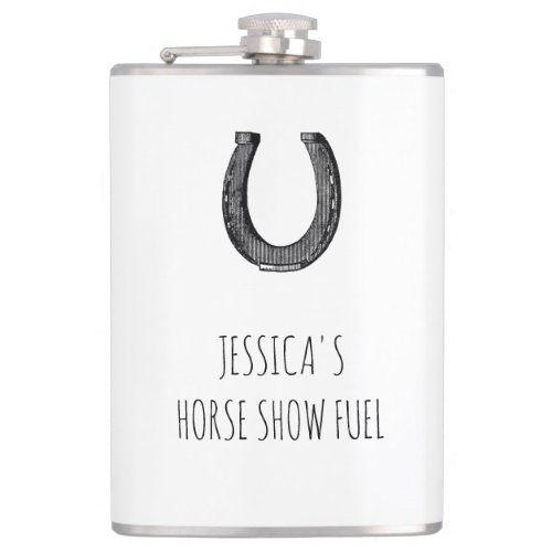 Funny Equestrian Vintage Horseshoe Horse Show Flask