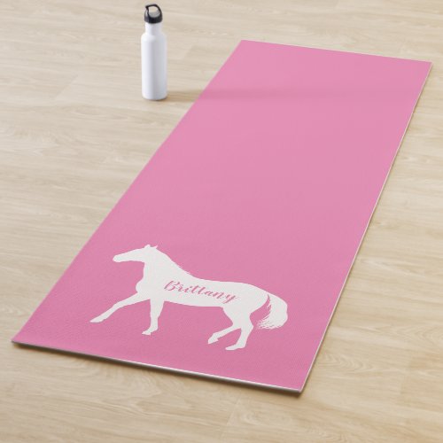 Funny Equestrian Workout Fitness Pink Name Horse Yoga Mat