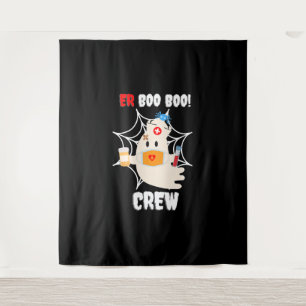 Funny ER Boo Boo Crew Nurse Halloween Cute Ghost Tapestry