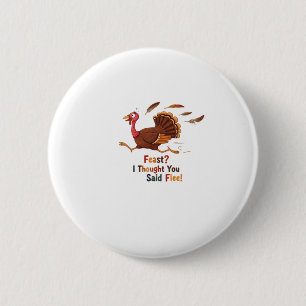 Funny Escaping Turkey Thanksgiving Classic T-Shirt Button