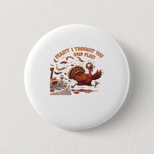 Funny Escaping Turkey Thanksgiving Classic T-Shirt Button