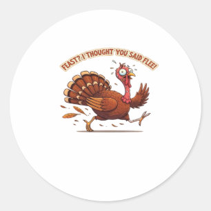 Funny Escaping Turkey Thanksgiving Classic T-Shirt Classic Round Sticker
