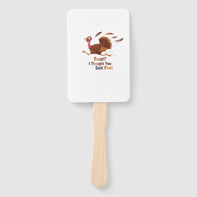 Funny Escaping Turkey Thanksgiving Classic T-Shirt Hand Fan (Front)