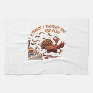 Funny Escaping Turkey Thanksgiving Classic T-Shirt Kitchen Towel