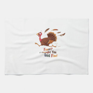 Funny Escaping Turkey Thanksgiving Classic T-Shirt Kitchen Towel