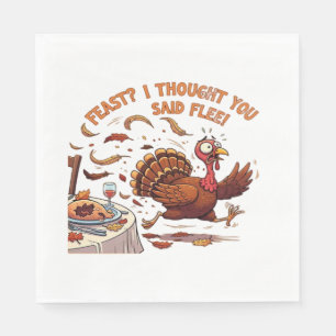 Funny Escaping Turkey Thanksgiving Classic T-Shirt Napkins