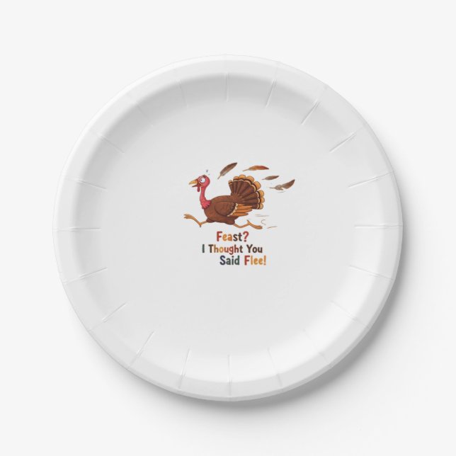 Funny Escaping Turkey Thanksgiving Classic T-Shirt Paper Plates (Front)