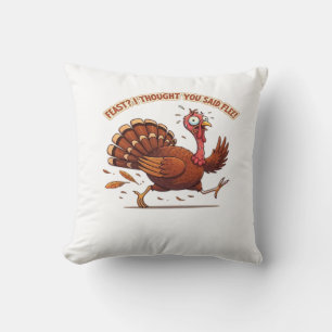 Funny Escaping Turkey Thanksgiving Classic T-Shirt Throw Pillow