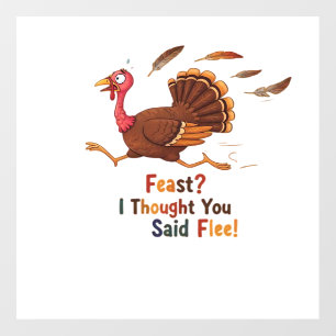 Funny Escaping Turkey Thanksgiving Classic T-Shirt Wall Decal