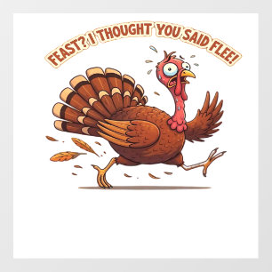 Funny Escaping Turkey Thanksgiving Classic T-Shirt Wall Decal