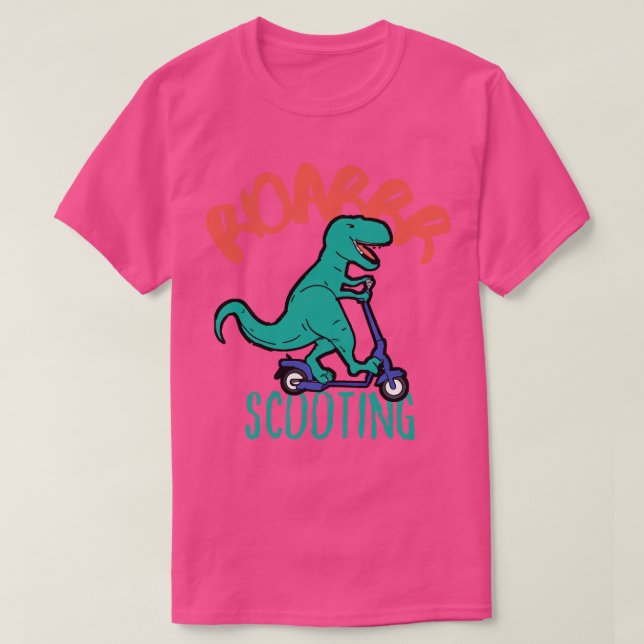 Funny EScooter Dino Driving Scooter 2 T-Shirt (Design Front)