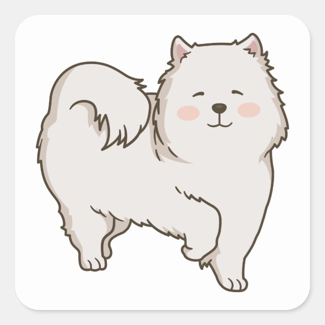 Funny Eskie Puppy Cartoon Dog Mom American Eskimo  Square Sticker (Front)