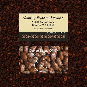 Funny Espresso Punch Card Coffee Beans by PhotographyTKDesigns at Zazzle