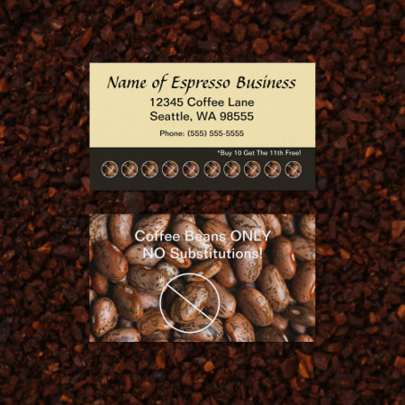 Funny Espresso Punch Card Coffee Beans