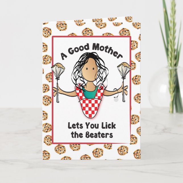 Funny Ethnic Black Hair Cartoon Mother's Day    Card (Front)