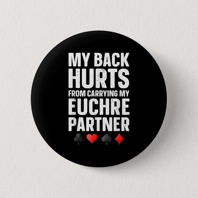 Funny Euchre Art For Men Women Euchre Partner Euch Button (Front)