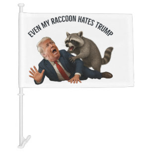 Funny Even My Raccoon Loves Trump 2025 Anti-Trump  Car Flag