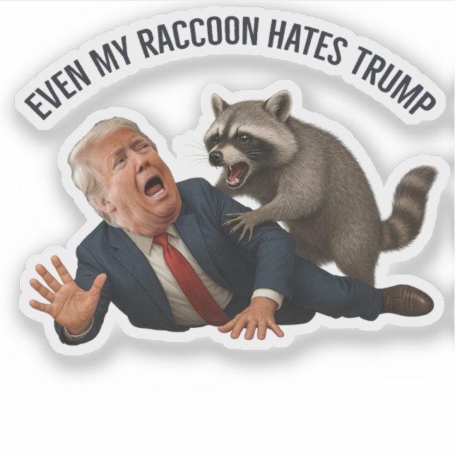 Funny Even My Raccoon Loves Trump 2025 Anti-Trump  Sticker (Front)