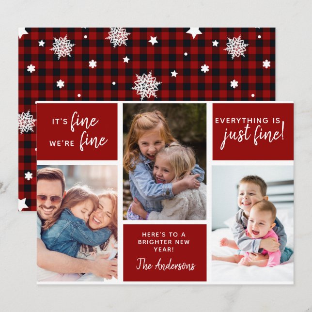 Funny Everything is Fine Photo Holiday Card (Front/Back)