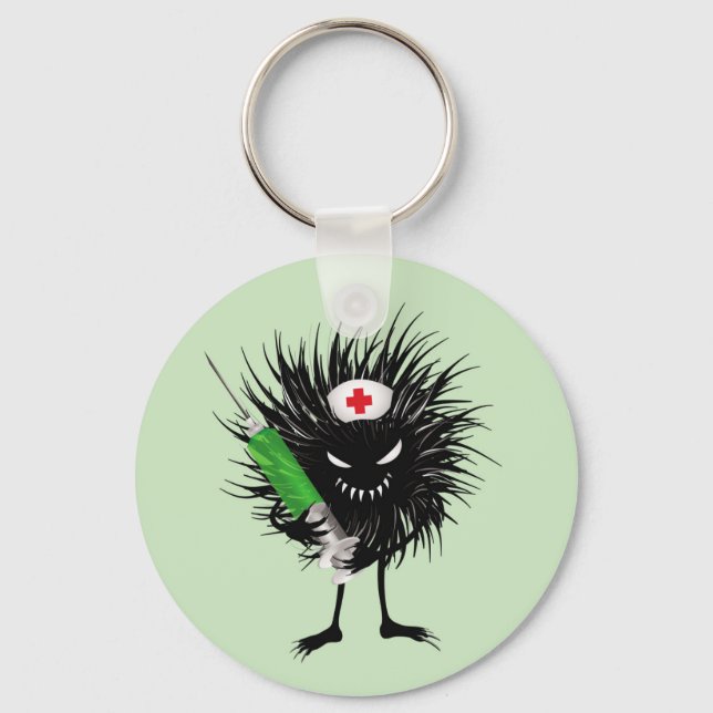 Funny Evil Bug Nurse Syringe Gothic Keychain (Front)